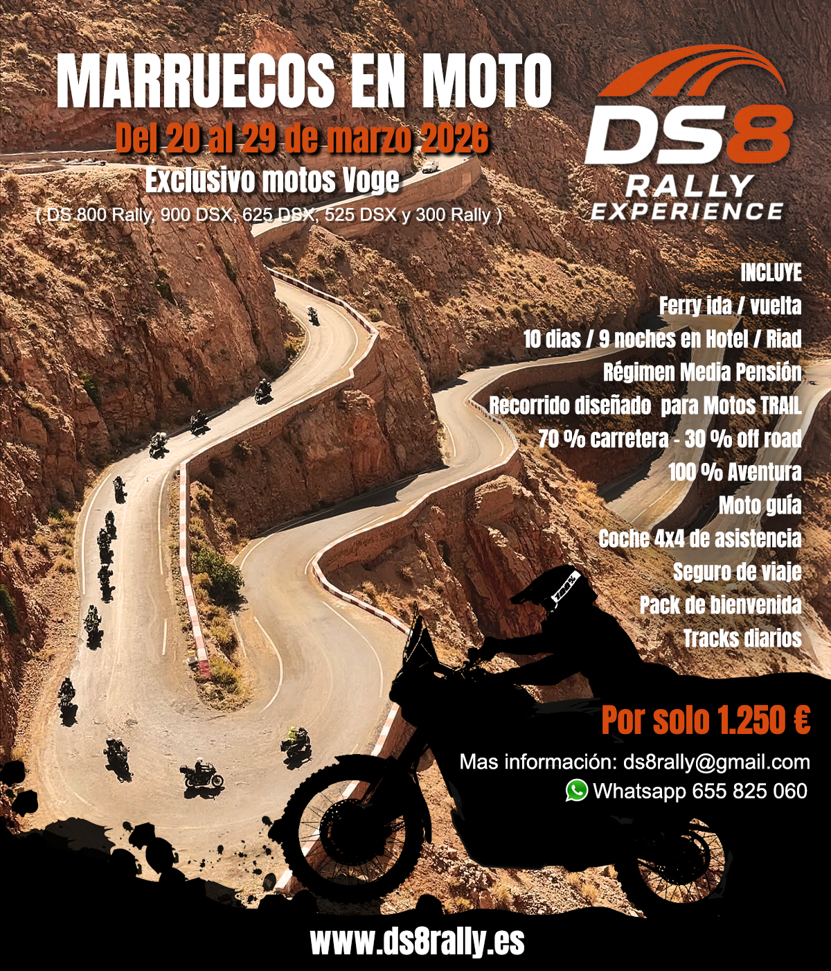 Cartel de nuestro próximo Raid por Marruecos exclusivo para motos trail de la marca Voge